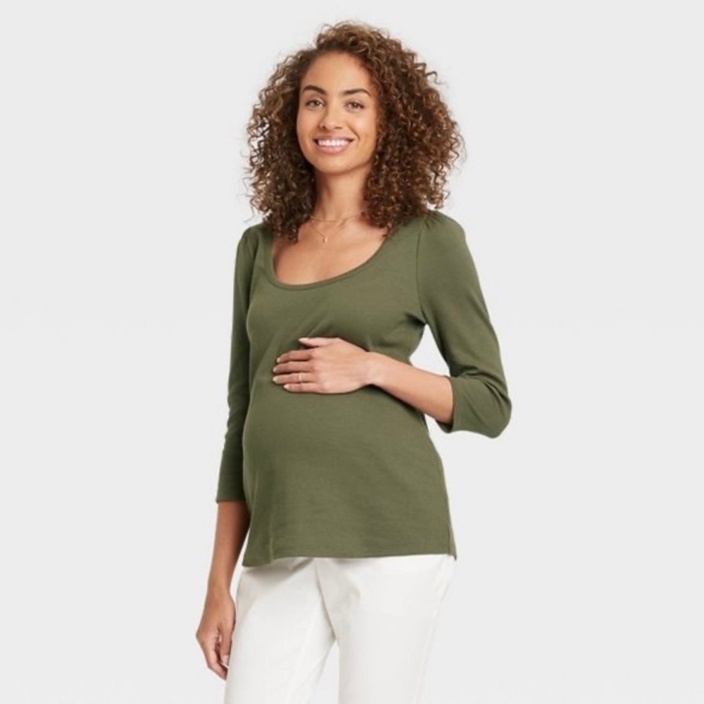 The Nines by Hatch Olive ribbed Top size L large - Picture 1 of 5